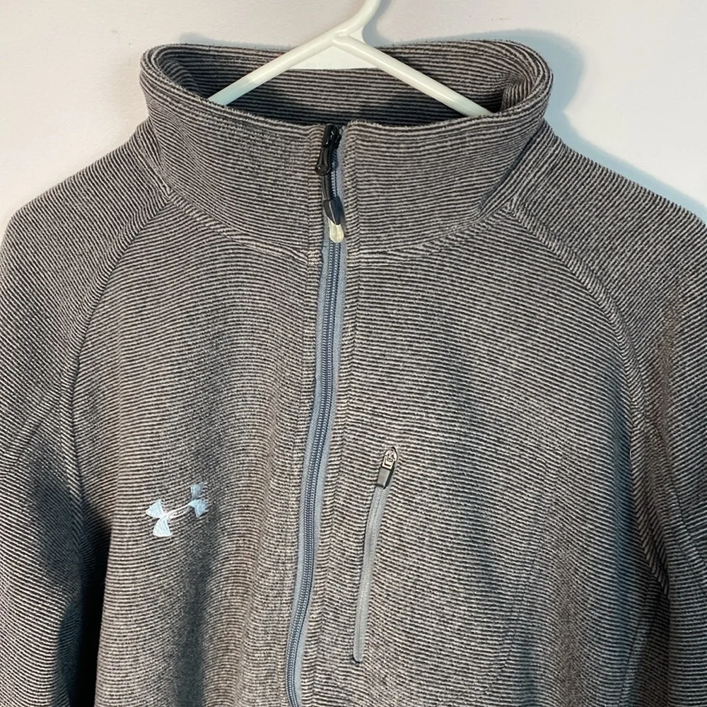 Under Armour Gray & Black Striped Full Zip Fleece Jacket size XL Gorpcore